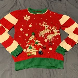 Blinged out ugly Christmas sweater size small
